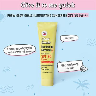 Myglamm Popxo Glow Goals Illuminating Sunscreen Broad Spectrum SPF 30 PA++,Dermatologically Tested 30gm - Body Sunscreen