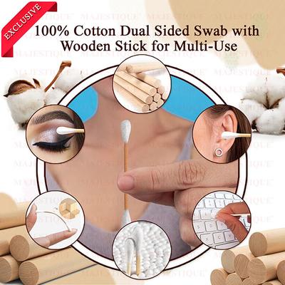 Majestique Natural Cotton Buds Cruelty-Free Cotton Swabs, Gentle On Face, Ear Cleaning, Makeup Cotton Swabs 80gm 1's - Cotton Buds & Balls