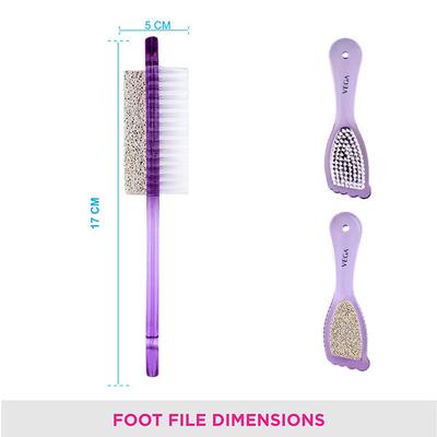 Vega Foot Brush With Pumice Stone, 2-In-1 Foot File & Callus Remover For Dead Skin For Unisex Pd-01 - Manicure & Pedicure Kits