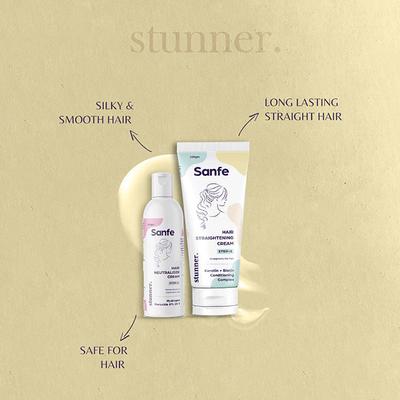 Sanfe Stunner Hair Straightening and Neutraliser Duo Cream 200 gm + Hair Neutraliser Cream 100 gm 1's - Hair Creams