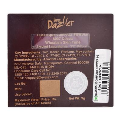 Eyetex Dazller Classique Compact Powder- 8007 Cocoa 9 gm - Compact Powder