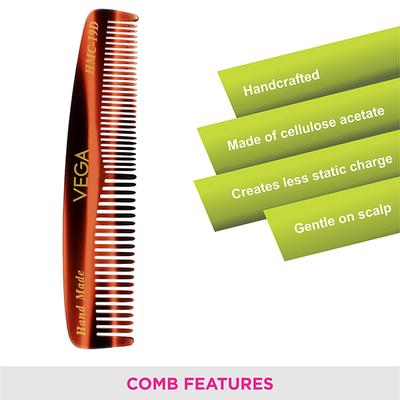 Vega Pocket Hair Comb for Men and Women, Brown (VC2HMC-19D) 2's - Hair Combs