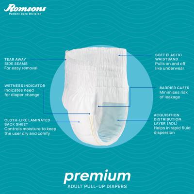 Dignity Premium Pull Up Adult Diapers (XL - XXL) (45 - 68 Inch) 10's - Adult Diapers & Pads