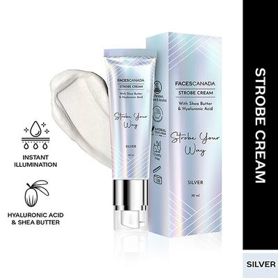 Faces Canada Strobe Cream with Shea Butter and Hyaluronic Acid - Silver, 30ml - Face Moisturizers