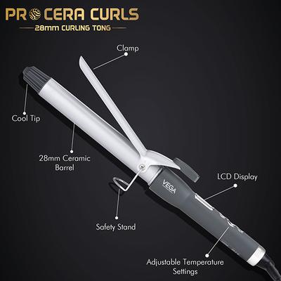 VEGA Professional Pro Cera Curls 28mm Barrel Hair Curler, (VPMCT-05) 1's - Rollers & Curlers