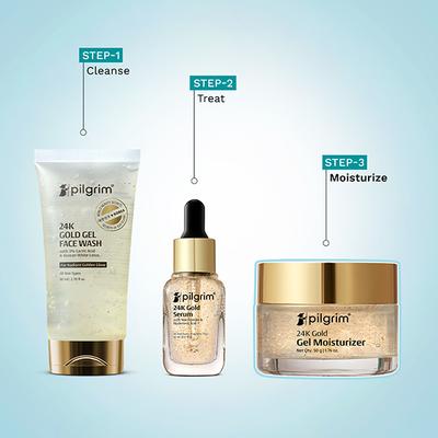 Pilgrim 24K Gold Lightweight Gel Face Moisturizer with Hyaluronic Acid and Alpha Arbutin 50 gm - Face Moisturizers