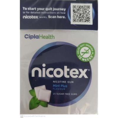 Nicotex 2mg Sugar Free Nicotine Gum - Mint Plus Flavour 15's - Nicotine Gums/Lozenges