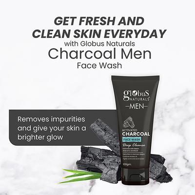 Globus Naturals Anti Pollution & Anti Acne Charcoal Face Wash, 100gm each 2's - Face Wash & Cleansers