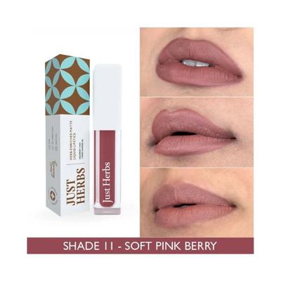 Just Herbs Ayurvedic Matte Liquid Lipstick with Long Lasting, Hydrating,Soft Pink Berry 2ml - Liquid Lipsticks