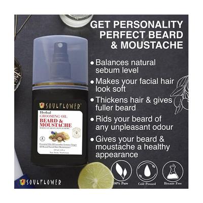 Soulflower Herbal Beard & Moustache Grooming Oil 120 ml - Beard Oil