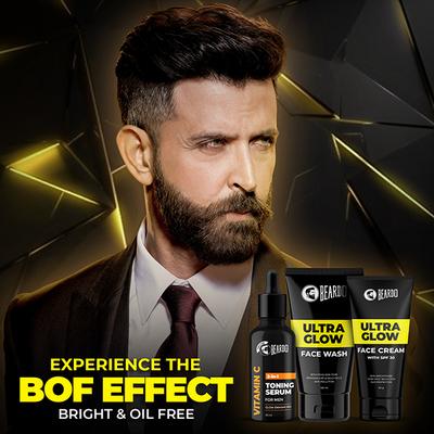Beardo CB BOF Skin Pro Kit, Ultraglow Face Wash 100ml Face Cream 60gm Vitamin C Toning Serum 30ml For Men 1's - Face Moisturizers