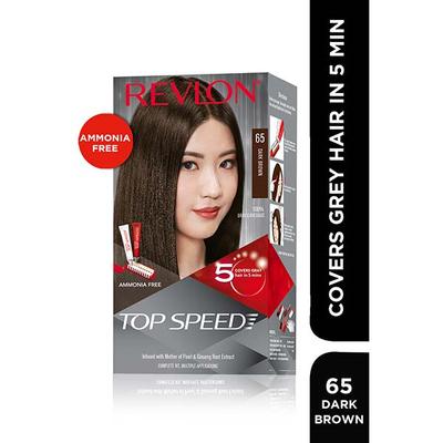 Revlon Top Speed Hair Color For Woman - Dark Brown 65 with Outrageous Conditioner 270 ml - Crème