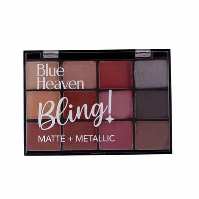 Blue Heaven Bling Matte + Metallic Eye Shadow Palette 12in 1 Subtle Romance 22gm - Eyeshadow, Bases & Primers