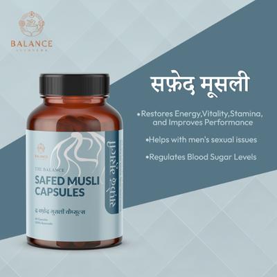 Balance Ayurveda The Balance Safed Musli Capsules 60's - Speciality Medicines
