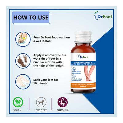 Dr Foot Antibacterial & Antiseptic Foot Wash 100 ml - Foot Creams & Lotions