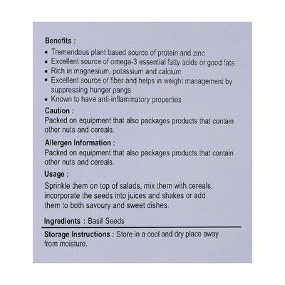 Nutriwish Premium Basil Seeds 1000 gm - Nutritional Bars
