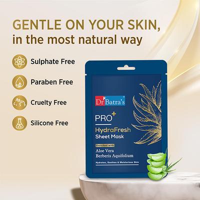 Dr Batras Pro+ Hydrafresh Sheet Mask for Hydrated Skin, Enriched with Aloe Vera 25 gm - Sheet Masks