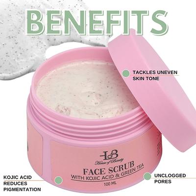 House of Beauty Face Scrub with Kojic Acid To Exfoliate, Brighten & Remove Dark Spots 100ml - Face Scrubs