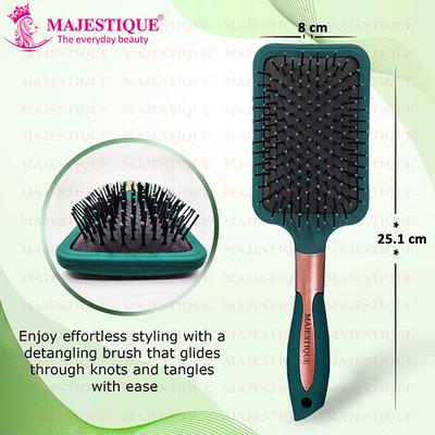 Majestique Large Paddle Brush for Styling Detangling Wet and Dry for Women, Men - Velvet Green 1's - Hair Brushes