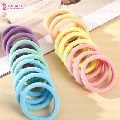 Majestique Cotton Stretchable Hair Ties, Ponytail Holder Rubber Band For Women - Multicolor 20's - Hair Clips/Bands