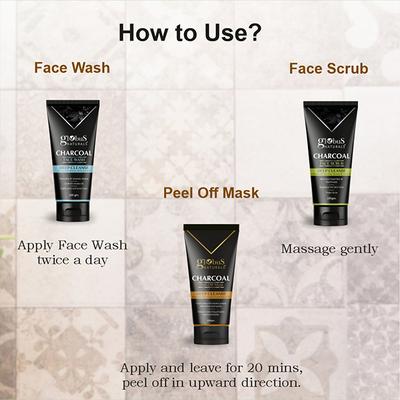 Globus Naturals Diwali Glow Charcoal Trio Kit -Face Wash 100gm, Face Scrub 100gm, Peel-Off Mask 100gm 1's - Makeup Kits & Sets