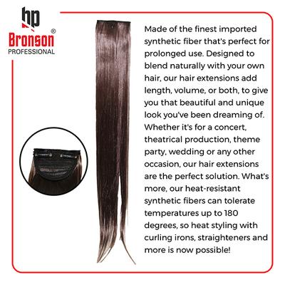 Bronson Professional Hair Extensions Side Patch Straight 2 Clip-In 24 inch Dark Brown No 4 1's - Hair Clips/Bands