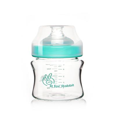 R for Rabbit First Feed Glass Feeding Bottle 120 ml - Sea Green 1's - Feeding & Nursing
