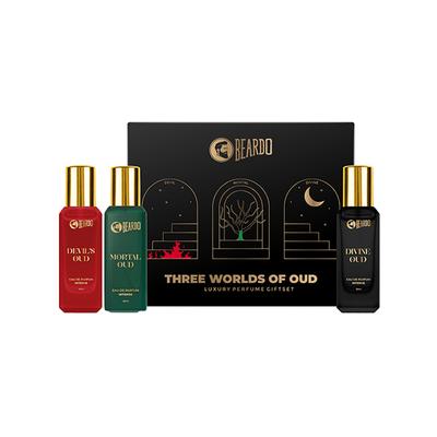 Beardo Three Worlds Of Oud Luxury Perfume Giftset Devil'S Oud Mortal Oud Divine Oud 20 Ml X 3 1's - Men Perfumes (Edt/Edp)