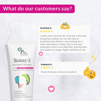 Fixderma Bioteez-S Anti Dandruff Shampoo - Flaky Scalp Condition, Relieves Itchy & Dry Scalp, Sulphate & Paraben Free 75ml - Dry Shampoos & Conditioners