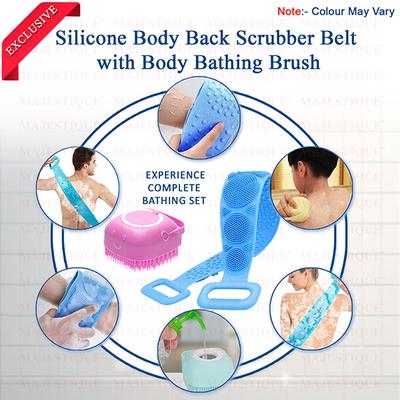 Majestique Silicone Body Scrubber with Bath Belt, Suitable for All Skin Cleaning - Multicolor 1's - Bath Tools