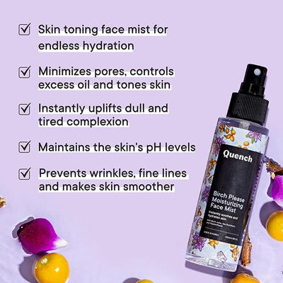 Quench Botanics Moisturizing Face Mist with 1% Birch Juice To Hydrate & Calm Dry Irritated Skin 100 ml - Face Moisturizers
