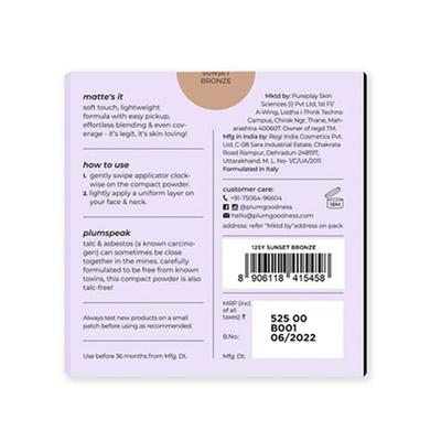Plum Legit Matte Talc-Free Compact With SPF15 125Y Sunset Bronze 9 gm - Contour