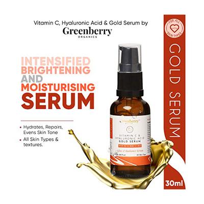 Greenberry Organics Vitamin C & Hyaluronic Acid Gold Serum 30 ml - Toners