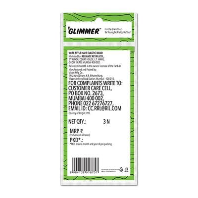 Glimmer Wire Hair Elastic Band set of 3 3's - Hair Clips/Bands