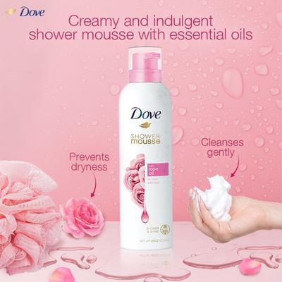 Dove Creamy Shower And Shaving Mousse With Rose Oil 200 ml - Shower Gels & Body Wash