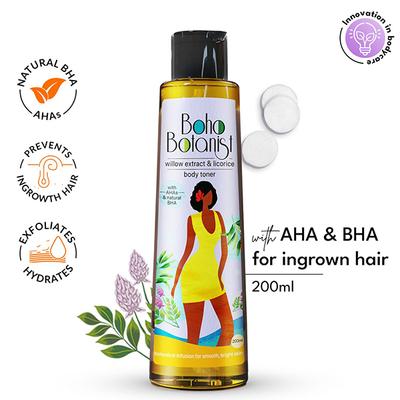 Boho Botanist Body Toner - Willow Bark Licorice AHA BHA, Prevents Strawberry Skin Ingrown Hair 200 ml - Scrubs & Exfoliants