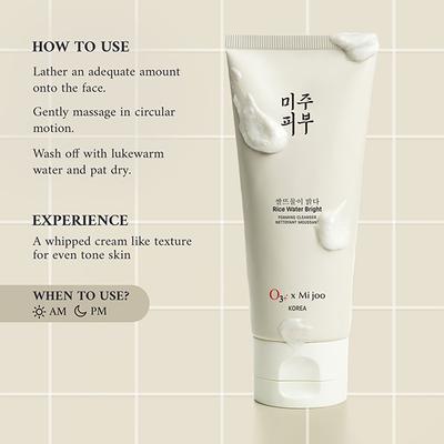 O3+ Mijoo Korea Rice Water Bright Foaming Cleanser for Korean Glass Skin 100g - Face Wash & Cleansers