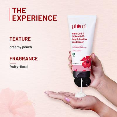 Plum Hibiscus and Ceramides Long and Healthy Conditioner Smoothens and Conditions Hair, Reduces Split Ends Damage 175gm - Conditioners