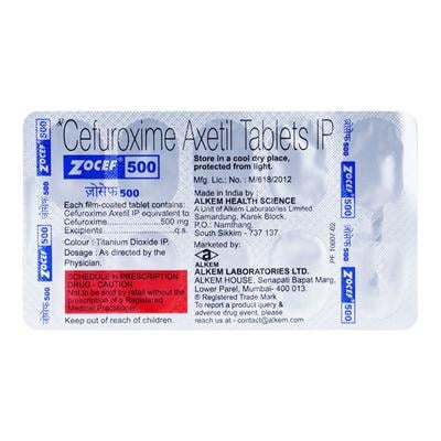 Zocef 500mg Tablet 10'S - Bacterial Infections-Cep