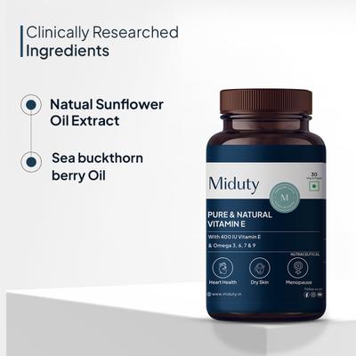 Miduty Pure & Natural Vitamin E Veg Softgels 30's - Multi-Vitamins