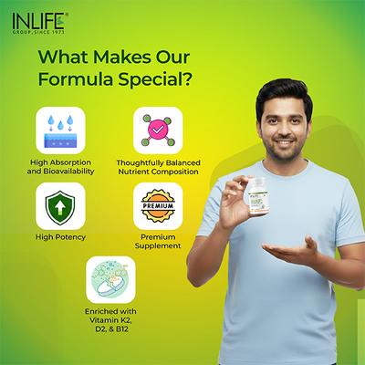 Inlife Calcium, Zinc, Magnesium, Vitamin D2 + K2 Tablet 60's - Multi-Vitamins