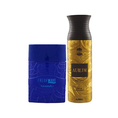 Maryaj Fresh Wave EDP Citrus Woody Perfume And Ajmal Aurum Femme Deodorant Fruity Floral Fragrance 300 ml - Perfumes (Edt/Edp)