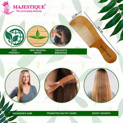 Majestique Wooden Hair Comb With Handle, Anti-Static and No Snag for Men and Women 1's - Hair Dryers