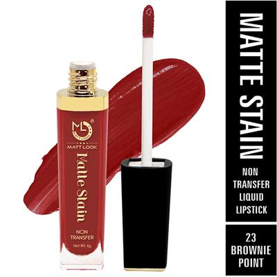 Matt Look Matte Stain Non Transfer Long Lasting Liquid Lipstick for Hydrated - Brownie Point 6 gm - Liquid Lipsticks