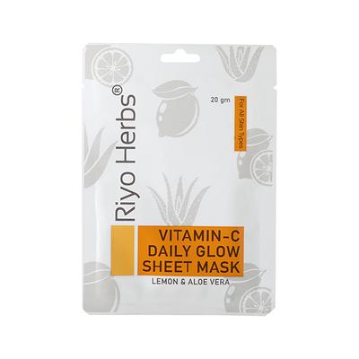 Riyo Herbs Vitamin-C Daily Glow Sheet Mask - Lemon & Aloe Vera 20 gm - Masks & Peels