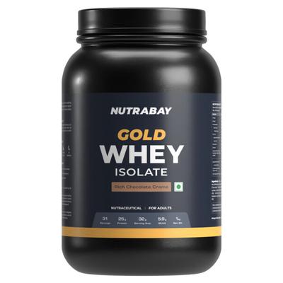 Nutrabay Gold Isolate Whey Protein Powder - Rich Chocolate Cream Flavour 1 kg - Whey Proteins