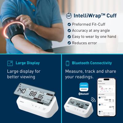 Omron Fully Automatic Upper Arm Blood Pressure Monitor with IntelliWrap Cuff (HEM-7194T1)-FLIN 1's - Blood Pressure Monitor Device