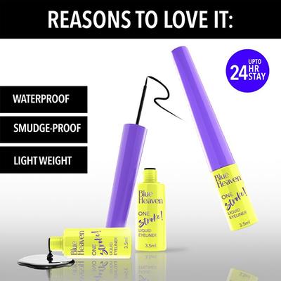 Blue Heaven One Stroke Liquid Eyeliner Jet Black 3.5 ml - Eyeliners