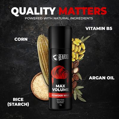 Beardo Max Volume Powder Wax Matte Finish Strong Hold Restylable Hair Wax 10gm - Hair Gels & Waxes