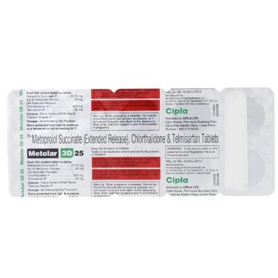 METOLAR 3D 25 Tablet 10's - Hypertension-Bet